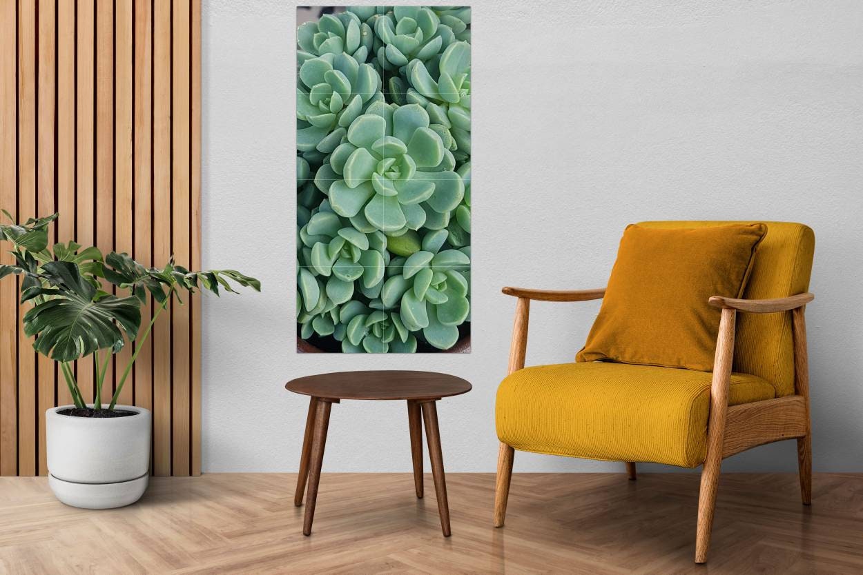 Tile Mural/Mosaic Ceramic Panel of a Cactus - Cactus wall print - Cactus Home Decor - Plant Tile Mural - Gloss Tiles - Accent tiles