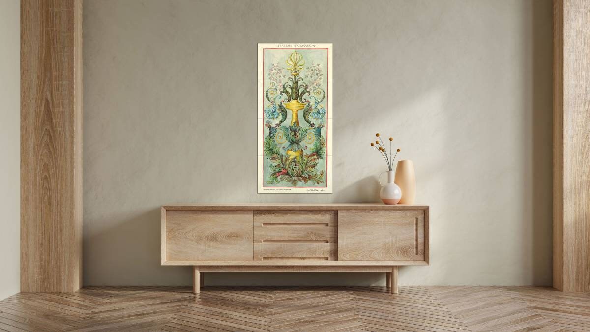 Tile Mural/Mosaic Ceramic Panel of Renaissance Ornament - Elizabeth A Nedwill Art - Home Decor - Tile Mural - Floral decor - Tile Mosaic