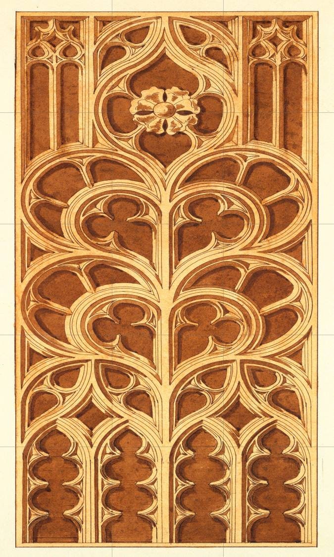 Tile Mural/Mosaic Ceramic Panel of Gothic Ornament II - Nedwill Painting - Gothic wall print-Home Decor -Tile Mural -Gloss Tiles-Tile Mosaic