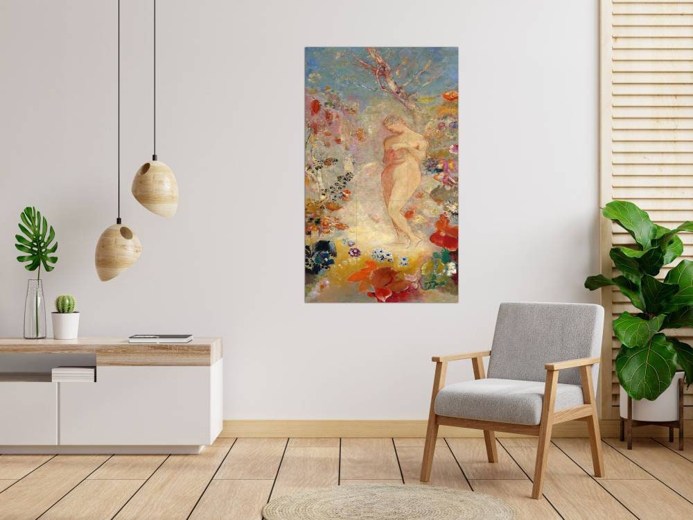 Tile Mural/Mosaic Ceramic Panel of Pandora - Odilon Redon Painting - Tile Mural - Flower Tile Mosaic - Floral Mural - Gloss Tiles