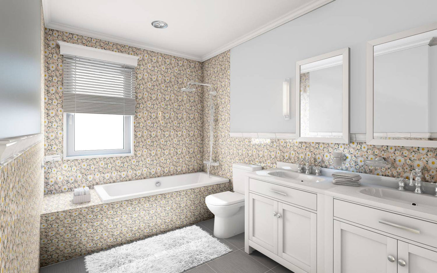 Daisy Floral Ceramic tiles - Set of 2 Daisy Wall Decor Tiles - Kitchen Backsplash Tiles, Decorative Tiles, Bathroom tiles, Shower tiles