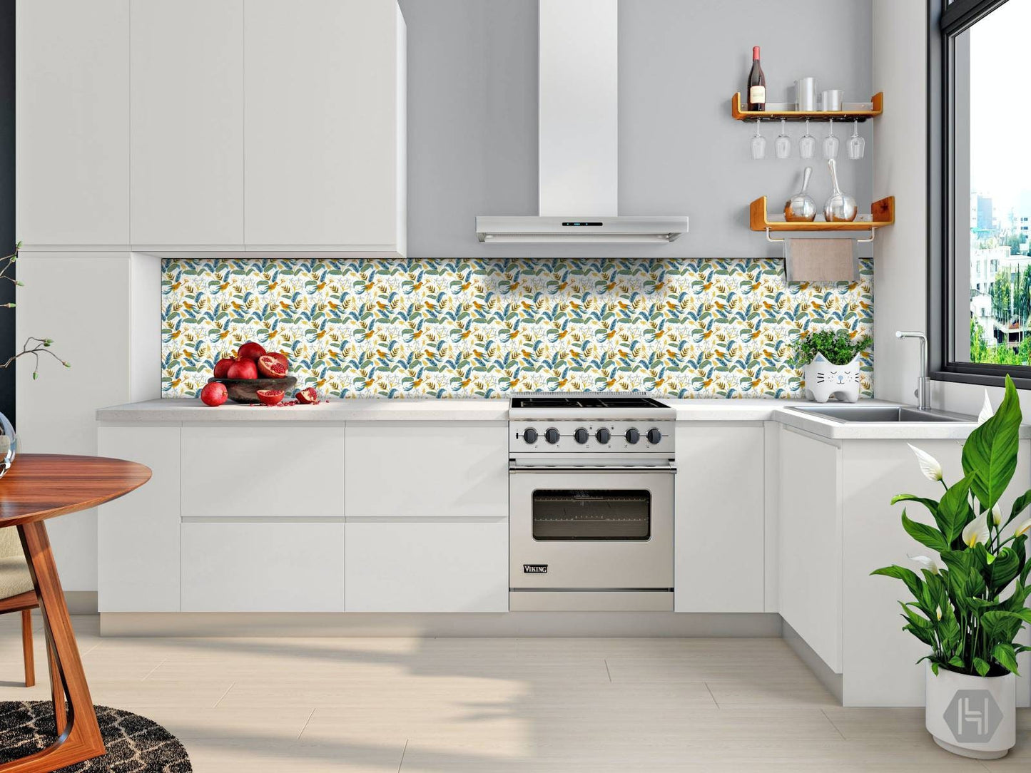 Birds and Flowers Ceramic Tiles - Set of 2 Wall Decor Tiles -Kitchen Backsplash Tiles,Table Decorative Tiles,Bathroom tiles, shower tiles