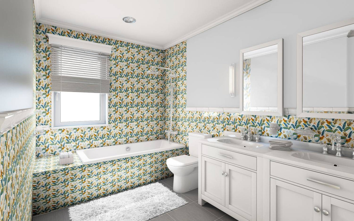 Birds and Flowers Ceramic Tiles - Set of 2 Wall Decor Tiles -Kitchen Backsplash Tiles,Table Decorative Tiles,Bathroom tiles, shower tiles