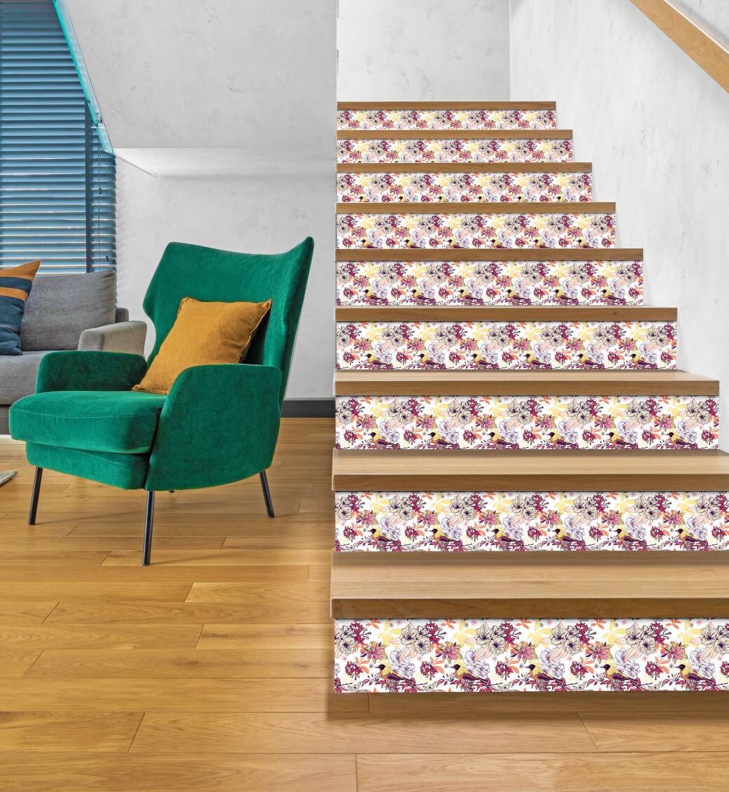 Birds and Flowers Ceramic tiles - Set of 2 Birds and Flowers Wall Decor Tiles - Kitchen Backsplash Tiles, Decorative Tiles, Bathroom Tiles