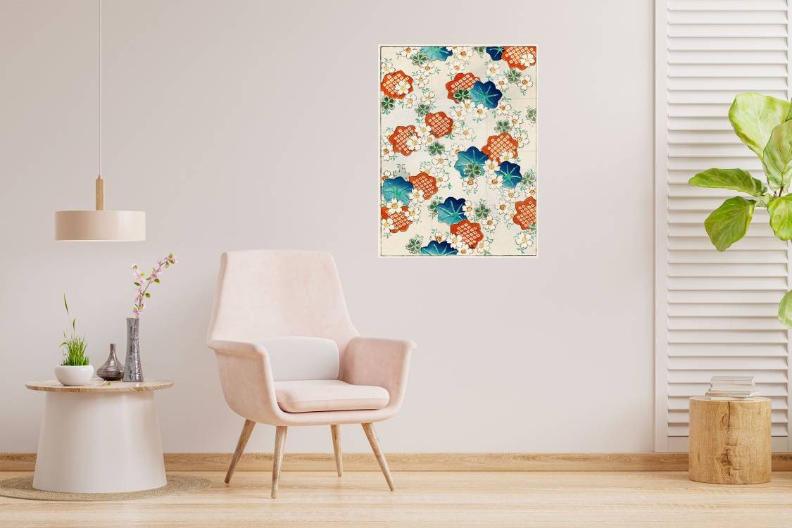 Tile Mural/Mosaic Ceramic Panel of Bijutsu Sekai Floral Pattern - Japanese Mural - Bijutsu Sekai print - Gloss Tiles -Sekai Art -Tile Mosaic