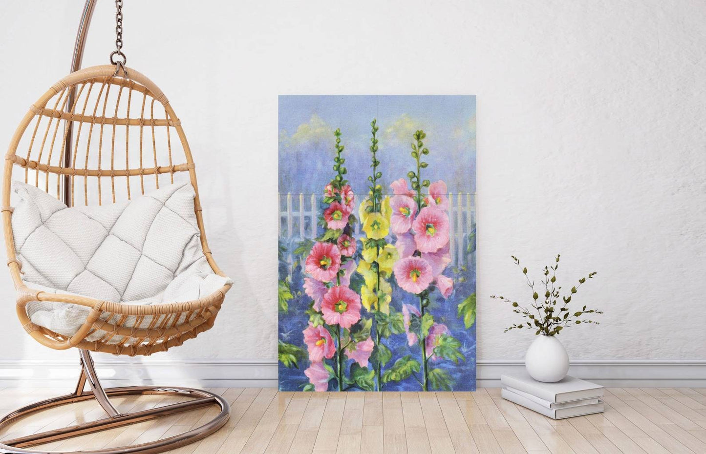 Tile Mural/Mosaic Ceramic Panel of a Hollyhock - Lafayette F.Cargill - Flower Mural -Tile Mural - Wall Art Print- Gloss Tiles - Tile Mosaic