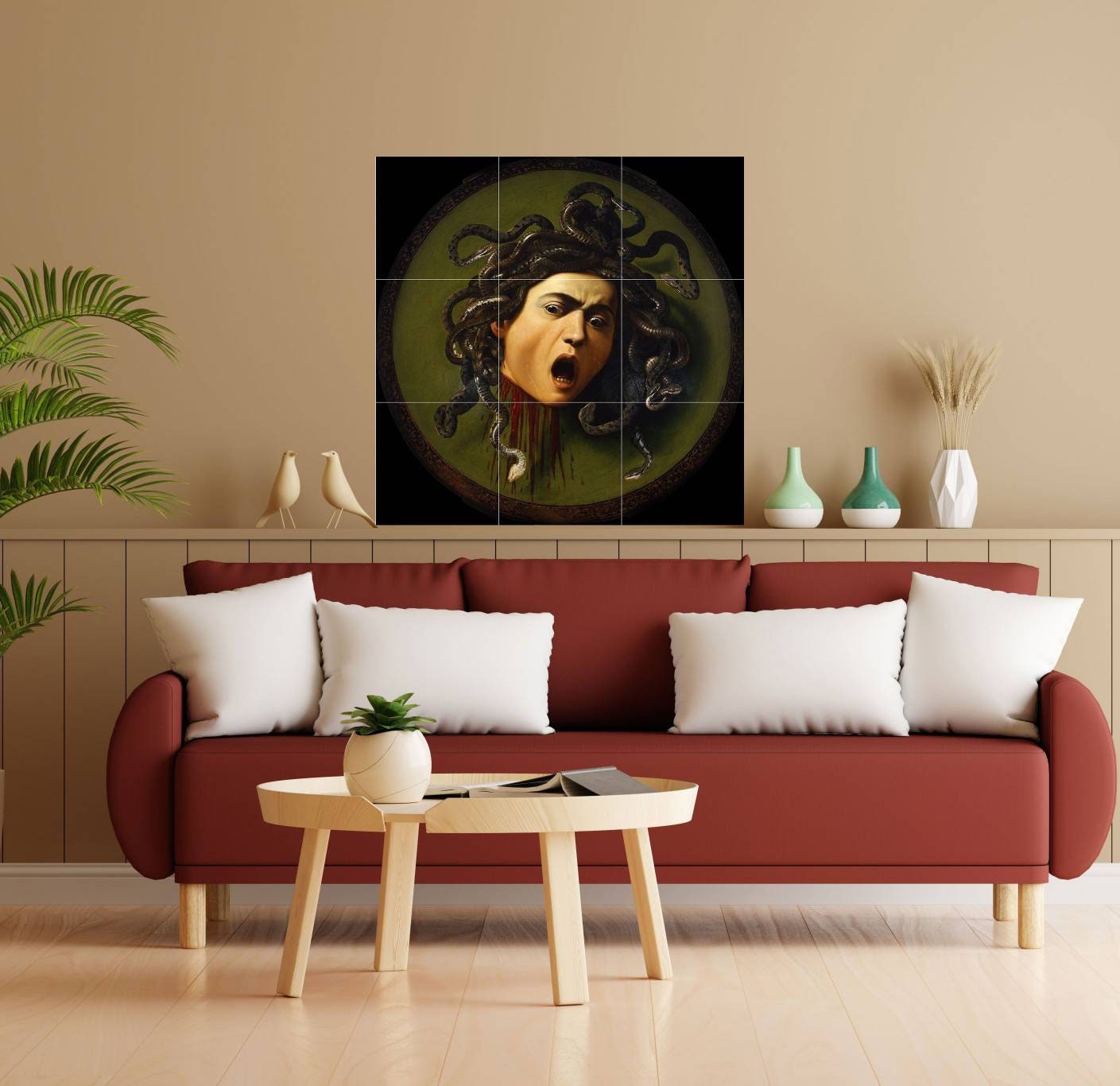 Tile Mural/Mosaic Ceramic Panel of Medusa - Caravaggio Art - Home Decor - Tile Mural - Mural Art - Gloss Tiles - Tile Mosaic - Medusa Print
