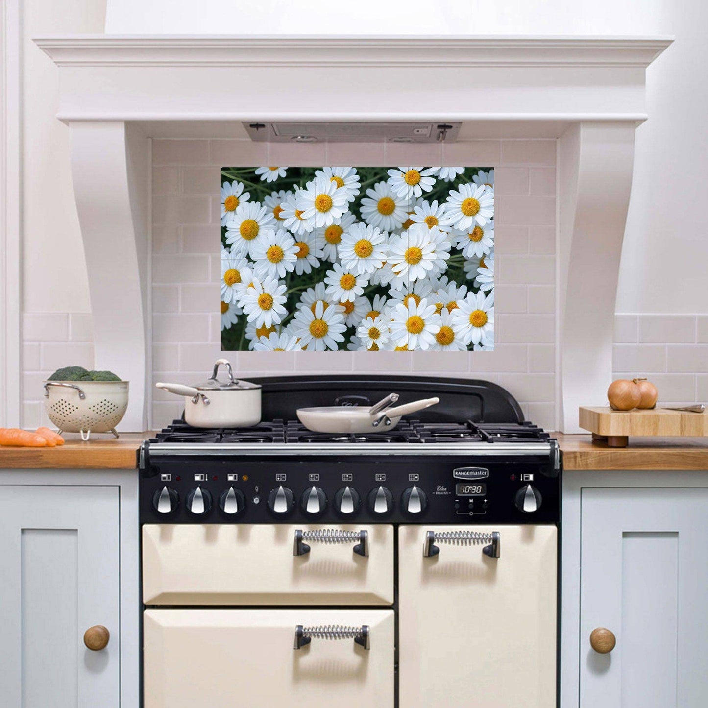 Tile Mural/Mosaic Ceramic of Daisy Flowers - Flower Mural - Home Decor Print - Floral Wall Art - Daisy Mural - Gloss Tiles - Tile Mosaic