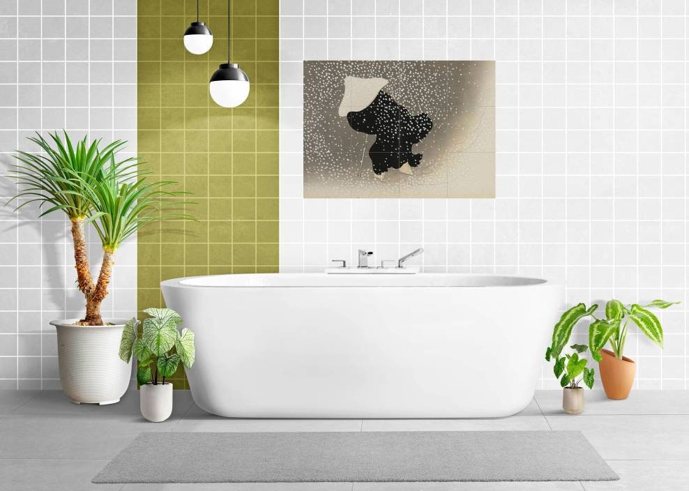 Tile Mural/Mosaic Ceramic Panel of Swirling Snow Painting- Kamisaka Sekka Art - Japan - Japanese Tile Mural - Gloss Tiles - Tile Mosaic