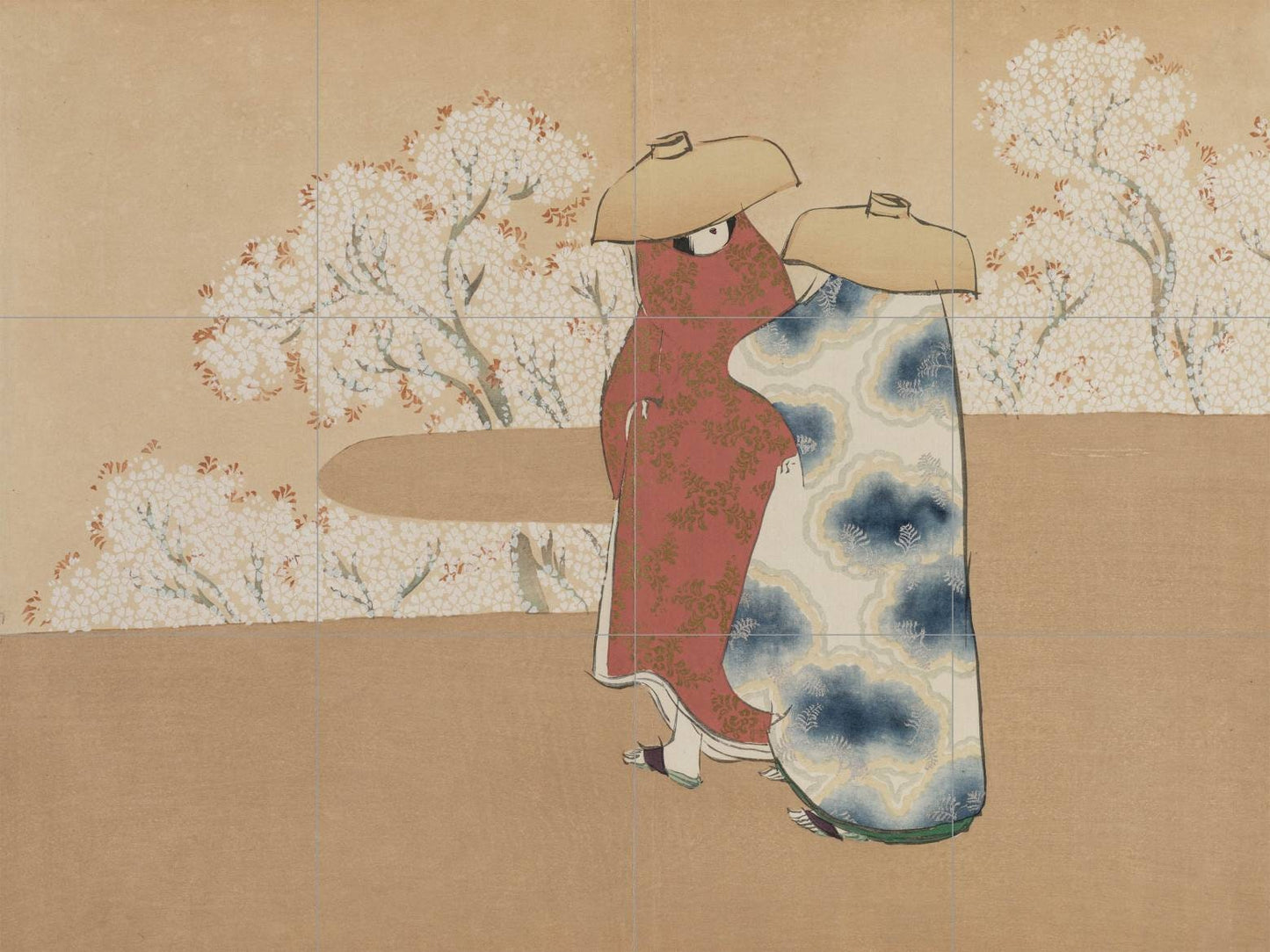 Tile Mural/Mosaic Ceramic Panel of The Third Month Painting- Kamisaka Sekka Art - Japan -Japanese Tile Mural - Gloss Tiles - Tile Mosaic