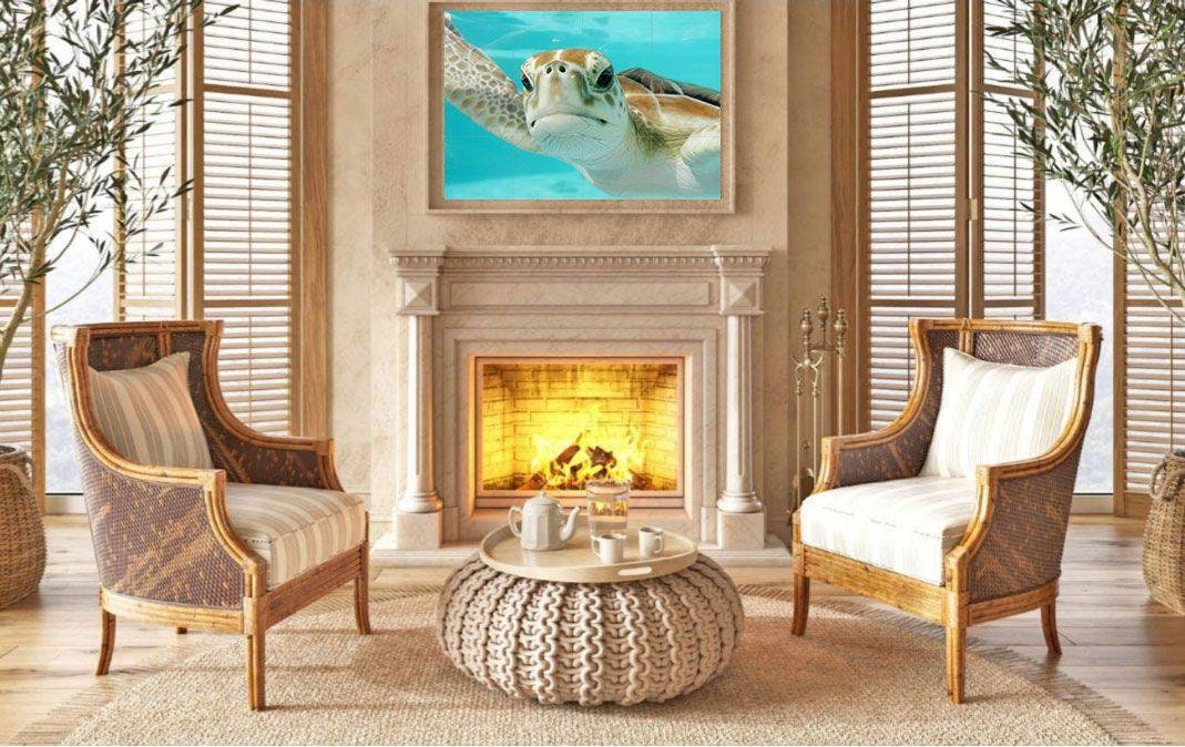 Tile Mural/Mosaic Ceramic Panel of an Ocean Undersea Sea Turtle - Sea Turtle wall print - Turtle Tile Mural - Home Decor - Tile Mosaic