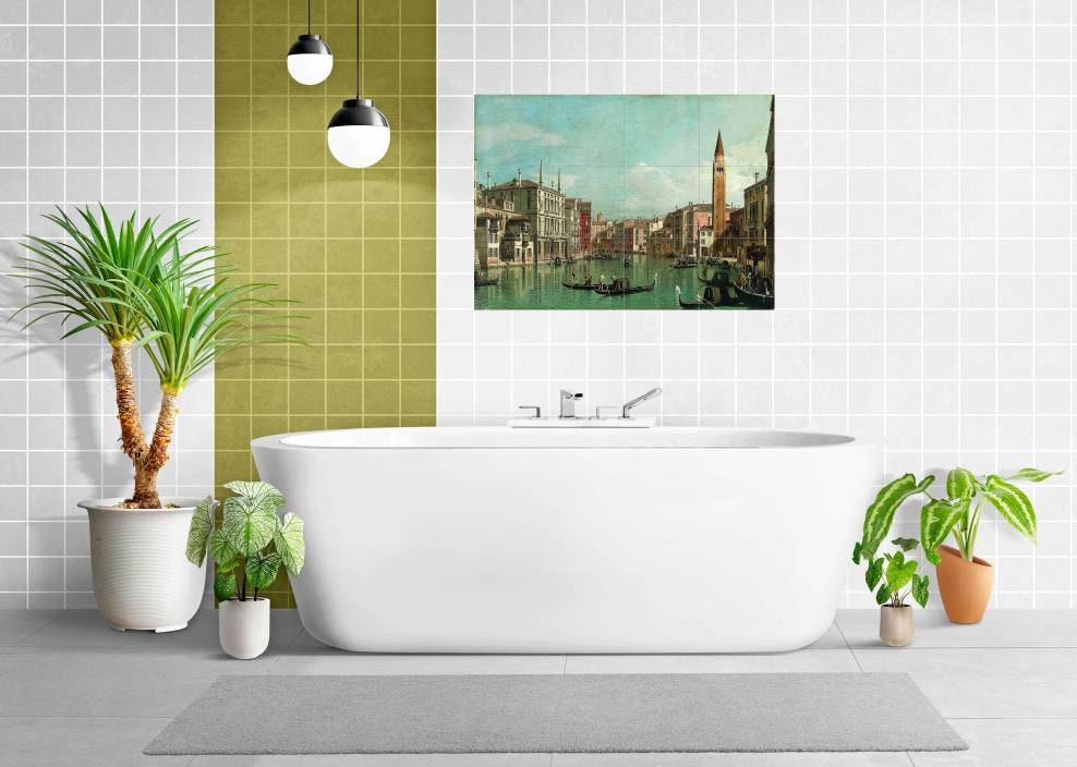 Tile Mural/Mosaic Ceramic Panel of The Grand Canal Venice - Canaletto Painting- Venice wall print - Venice wall art - Canaletto print