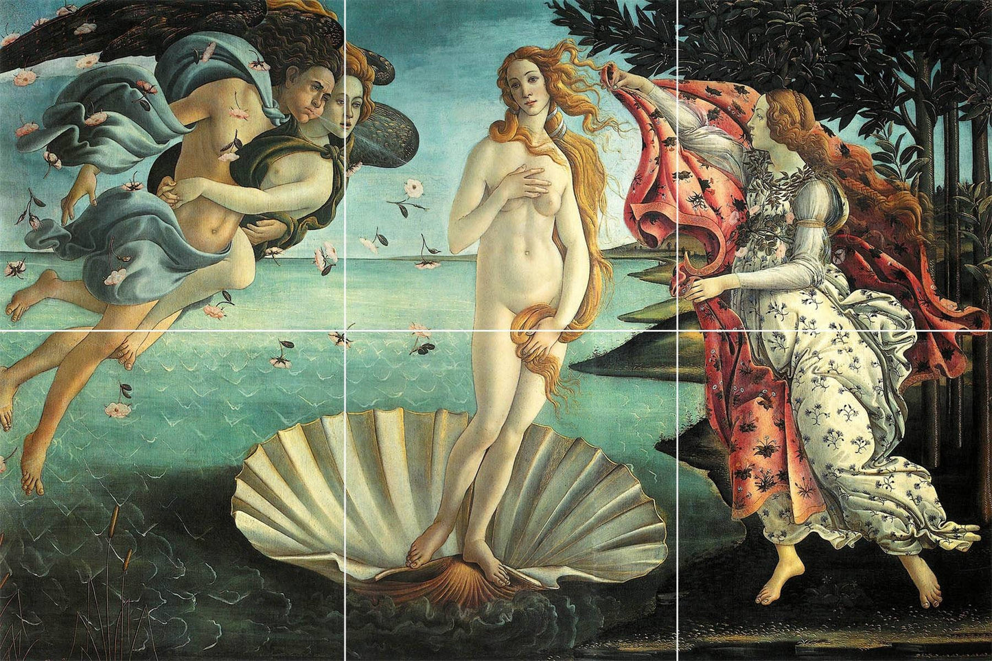 Tile Mural/Mosaic Ceramic Panel of Birth of Venus- Sandro Botticelli Painting - Venus wall print - Botticelli Wall Art - Venus nude art