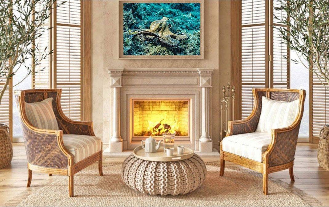 Tile Mural/Mosaic Ceramic Panel of Octopus - Underwater World Wall Art - Tile Mural Art Print - Octopus Mural - Home Decor - Tile Mosaic