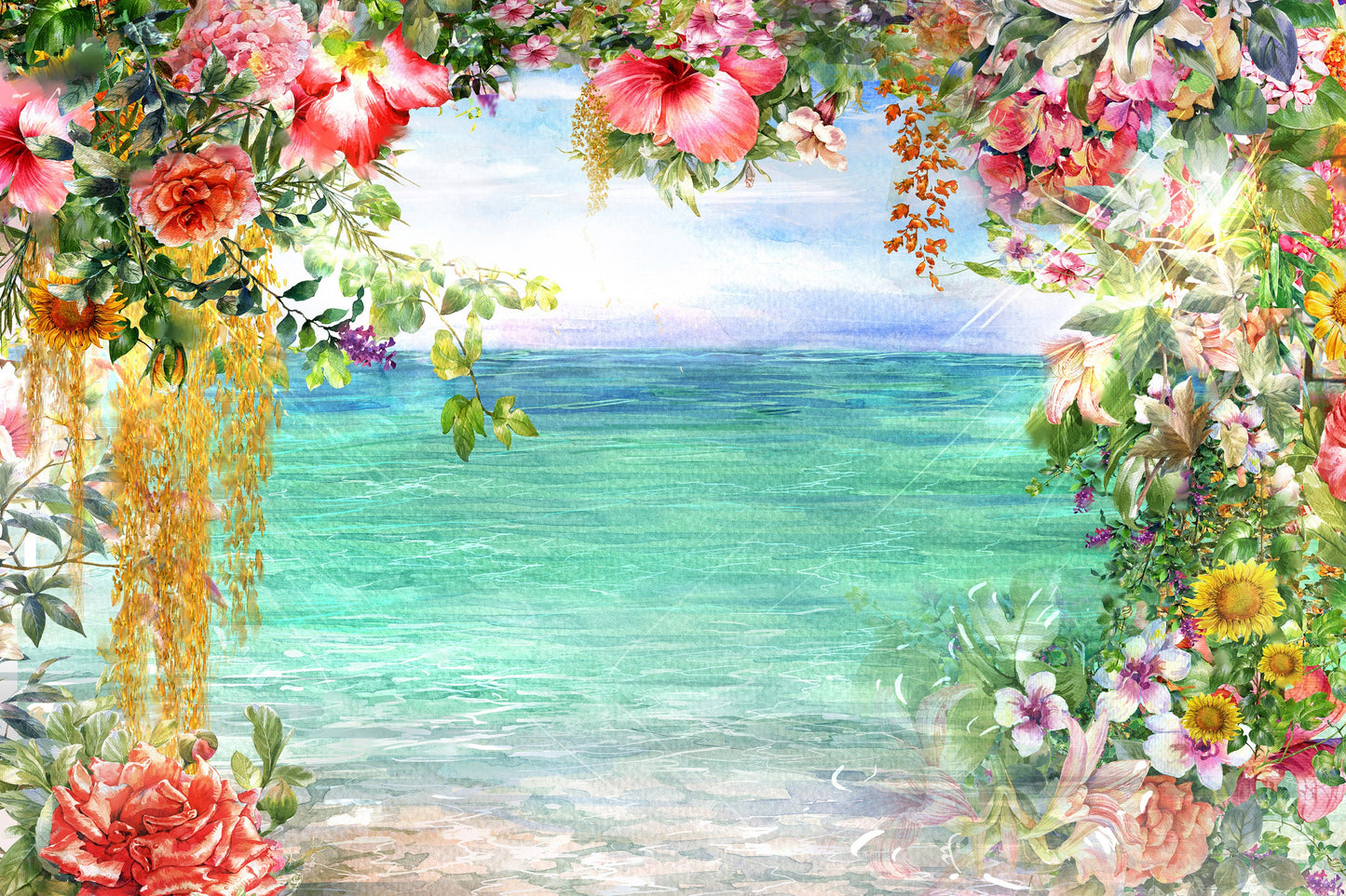 Tile Mural/Mosaic Ceramic of Flowers Watercolour Painting - Landscape Mural - Flower Wall Art - Floral Tile Mural -Gloss Tiles - Tile Mosaic