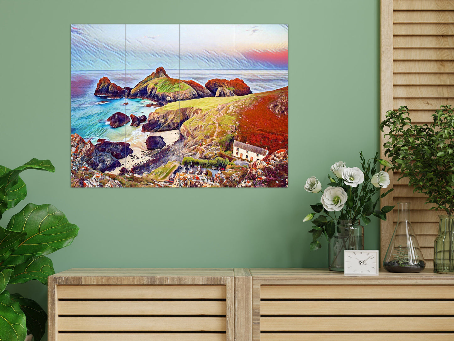 Tile Mural/Mosaic Ceramic Panel of Cornwall Lizard Point - Cornwall wall print - Colourful Wall Art -Tile Mural - Gloss Tiles - Tile Mosaic