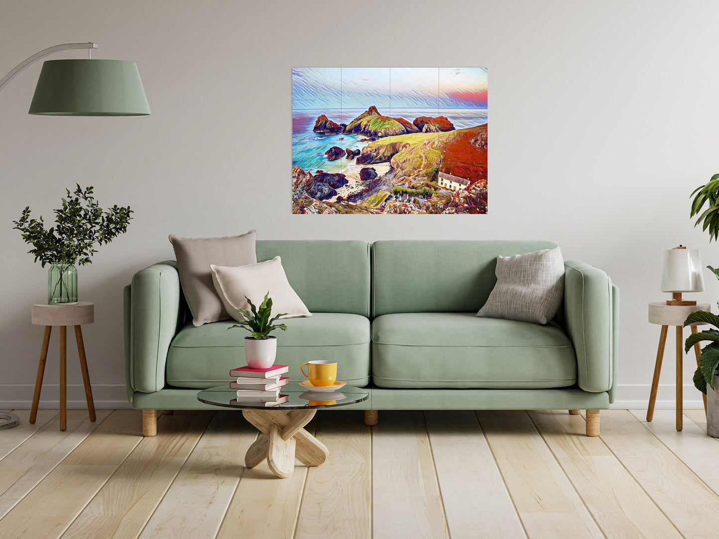 Tile Mural/Mosaic Ceramic Panel of Cornwall Lizard Point - Cornwall wall print - Colourful Wall Art -Tile Mural - Gloss Tiles - Tile Mosaic