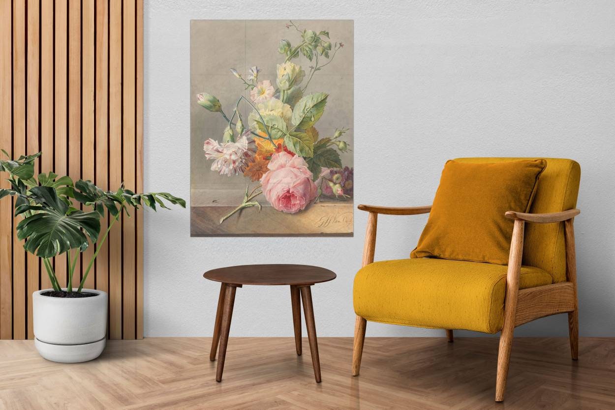 Tile Mural/Mosaic Ceramic Panel of Floral Still Life - Georgius Jacobus Johannes van Os - Tile Mural Art - Gloss Tiles - Flower Tile Mosaic