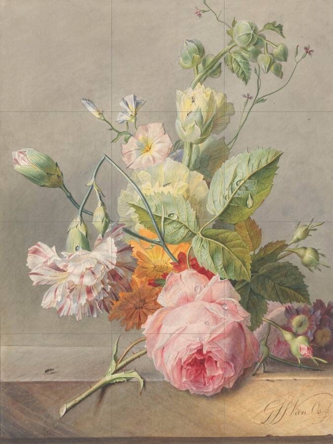 Tile Mural/Mosaic Ceramic Panel of Floral Still Life - Georgius Jacobus Johannes van Os - Tile Mural Art - Gloss Tiles - Flower Tile Mosaic