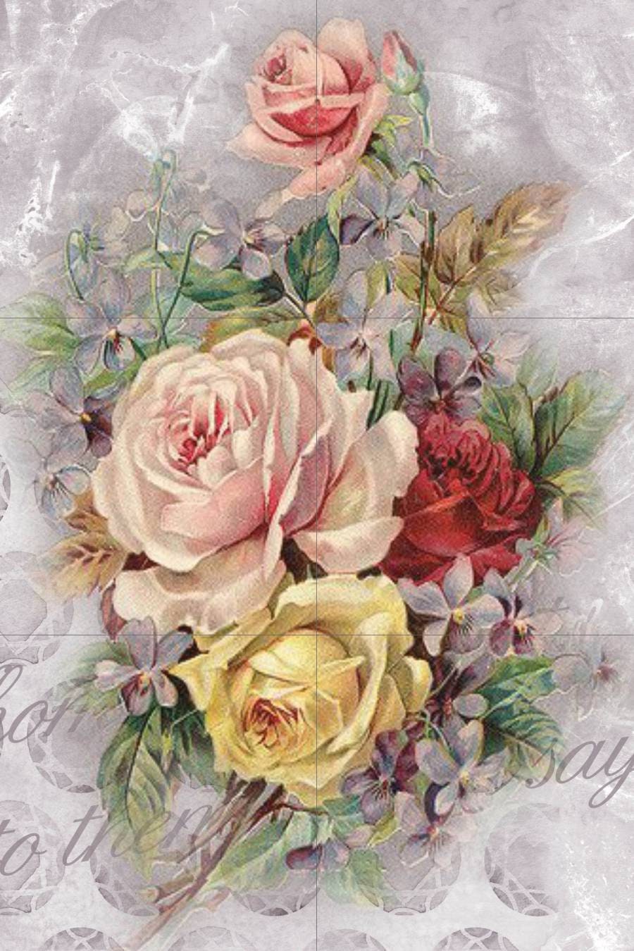 Tile Mural/Mosaic Ceramic of Roses Watercolour Painting - Flower Wall Art - Floral Tile Mural -Gloss Tiles - Flowers Mosaic- Tile Mosaic