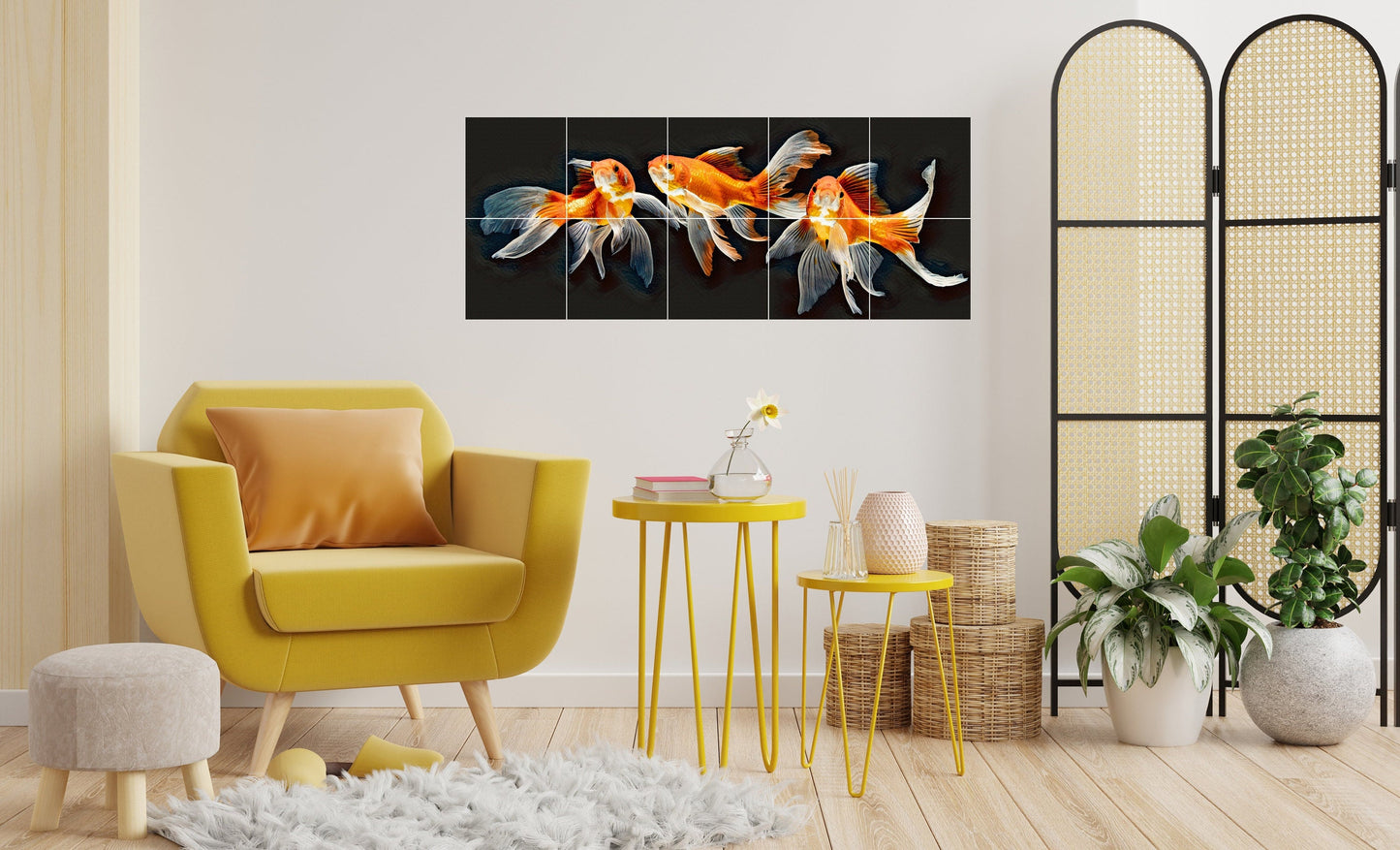 Tile Mural/Mosaic Ceramic Panel of Japanese Koi Fish wall print - Koi Fish art print - Tile Mural - Gloss Tiles - Tile Mosaic - Shower tiles