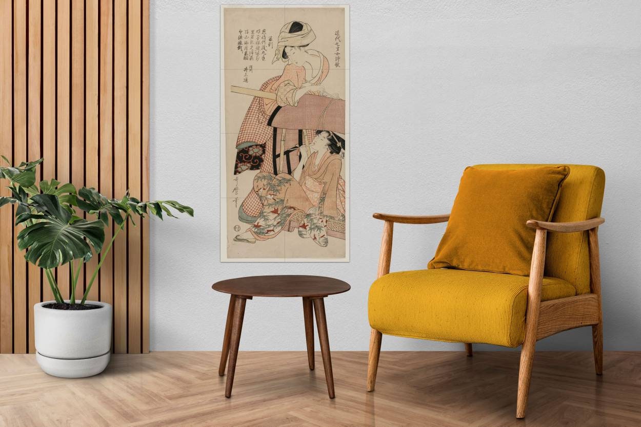 Tile Mural/Mosaic Ceramic Panel of Women by a Palanquin - Kitagawa Utamaro Painting - Japan Art - Japanese Mural - Gloss Tiles- Tile Mosaic