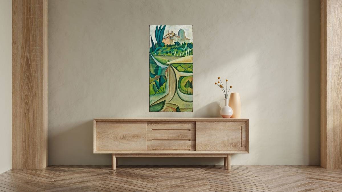 Tile Mural/Mosaic Ceramic Panel of Manhufe Landscape - Amadeo de Souza Cardoso Art Painting - Tile Mural - Gloss Tiles - Tile Mosaic