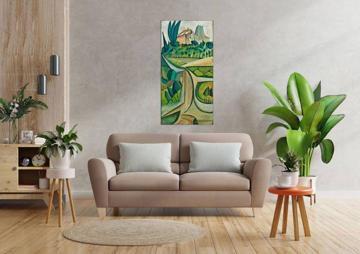 Tile Mural/Mosaic Ceramic Panel of Manhufe Landscape - Amadeo de Souza Cardoso Art Painting - Tile Mural - Gloss Tiles - Tile Mosaic