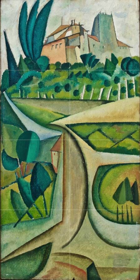 Tile Mural/Mosaic Ceramic Panel of Manhufe Landscape - Amadeo de Souza Cardoso Art Painting - Tile Mural - Gloss Tiles - Tile Mosaic
