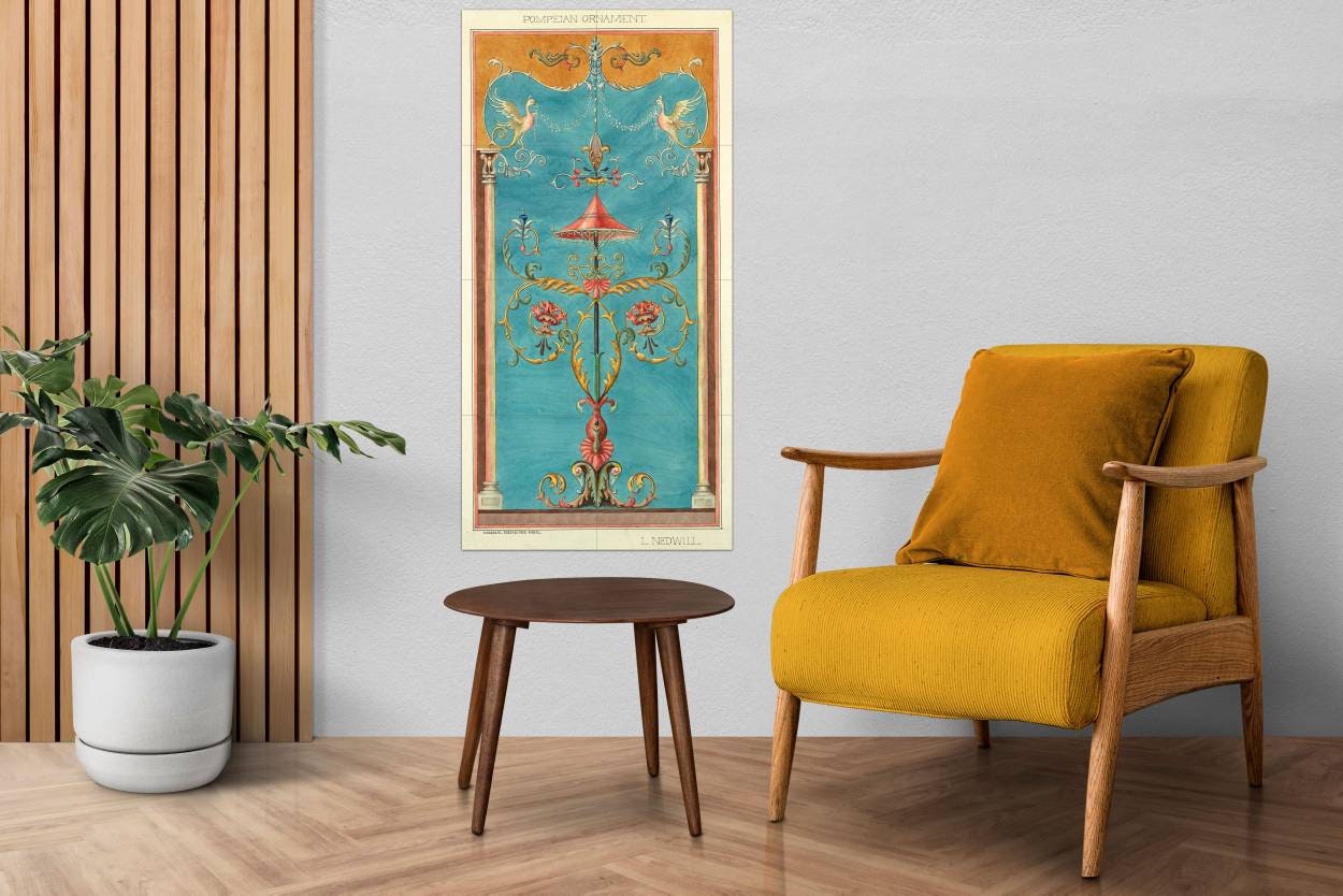 Tile Mural/Mosaic Ceramic Panel of Pompeian Ornament Painting -Elizabeth A Nedwill Art - Home Decor - Tile Mural - Gloss Tiles - Tile Mosaic