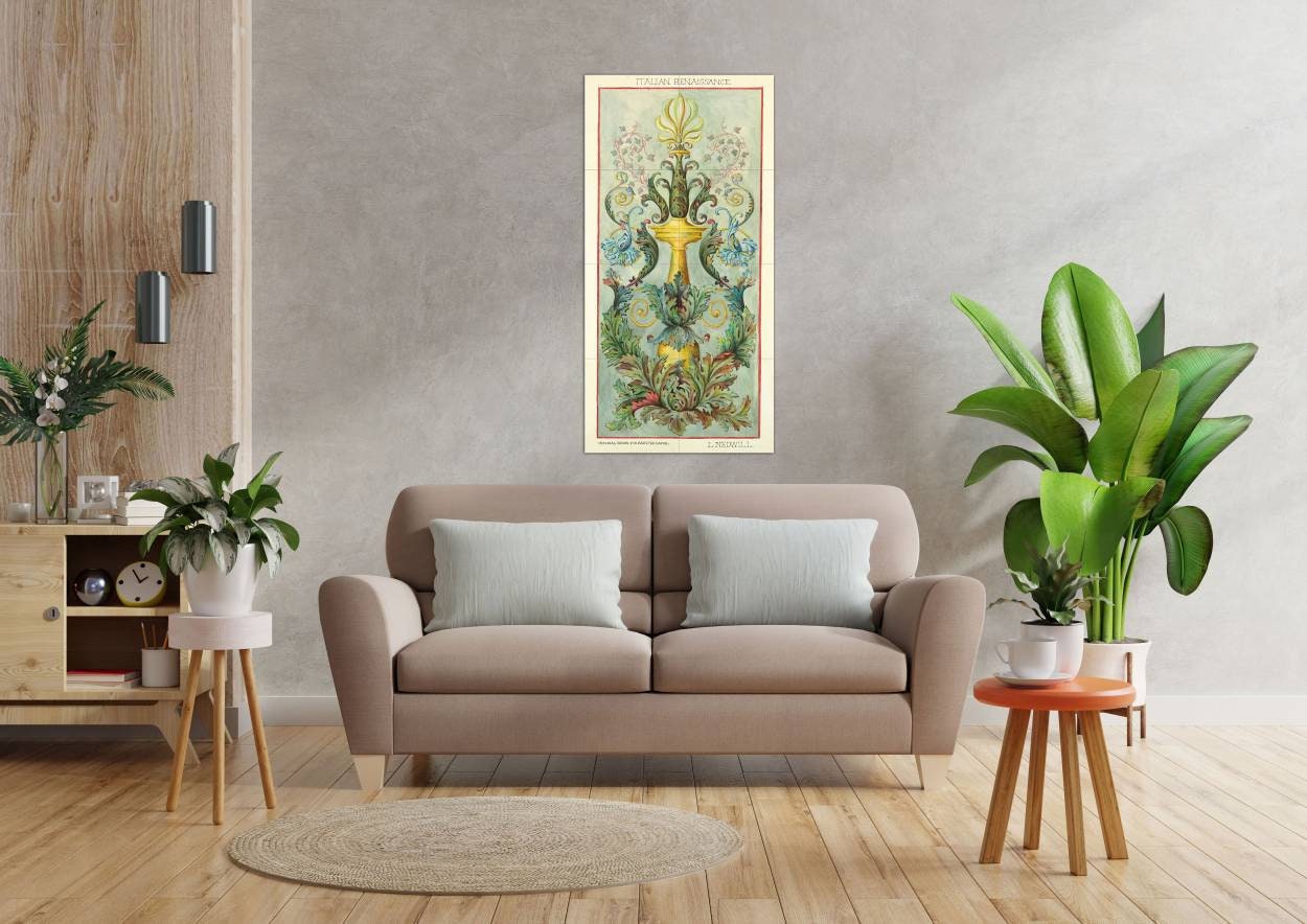 Tile Mural/Mosaic Ceramic Panel of Renaissance Ornament - Elizabeth A Nedwill Art - Home Decor - Tile Mural - Floral decor - Tile Mosaic