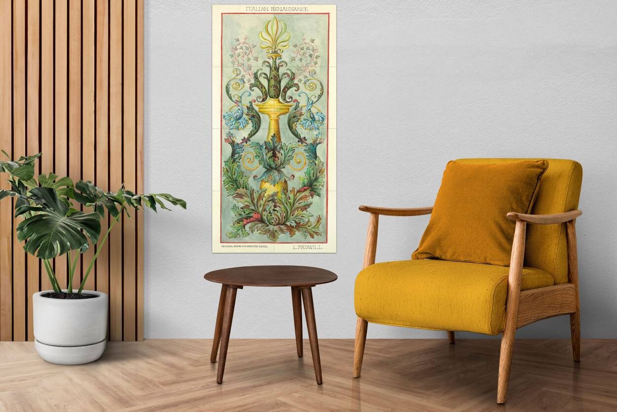 Tile Mural/Mosaic Ceramic Panel of Renaissance Ornament - Elizabeth A Nedwill Art - Home Decor - Tile Mural - Floral decor - Tile Mosaic