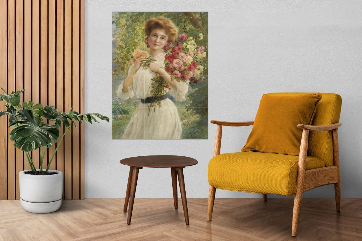 Tile Mural/Mosaic Ceramic Panel of Summer Beauty - Emile Vernon Painting - Home Decor - Flower Tile Mural - Gloss Tiles - Floral Tile Mosaic