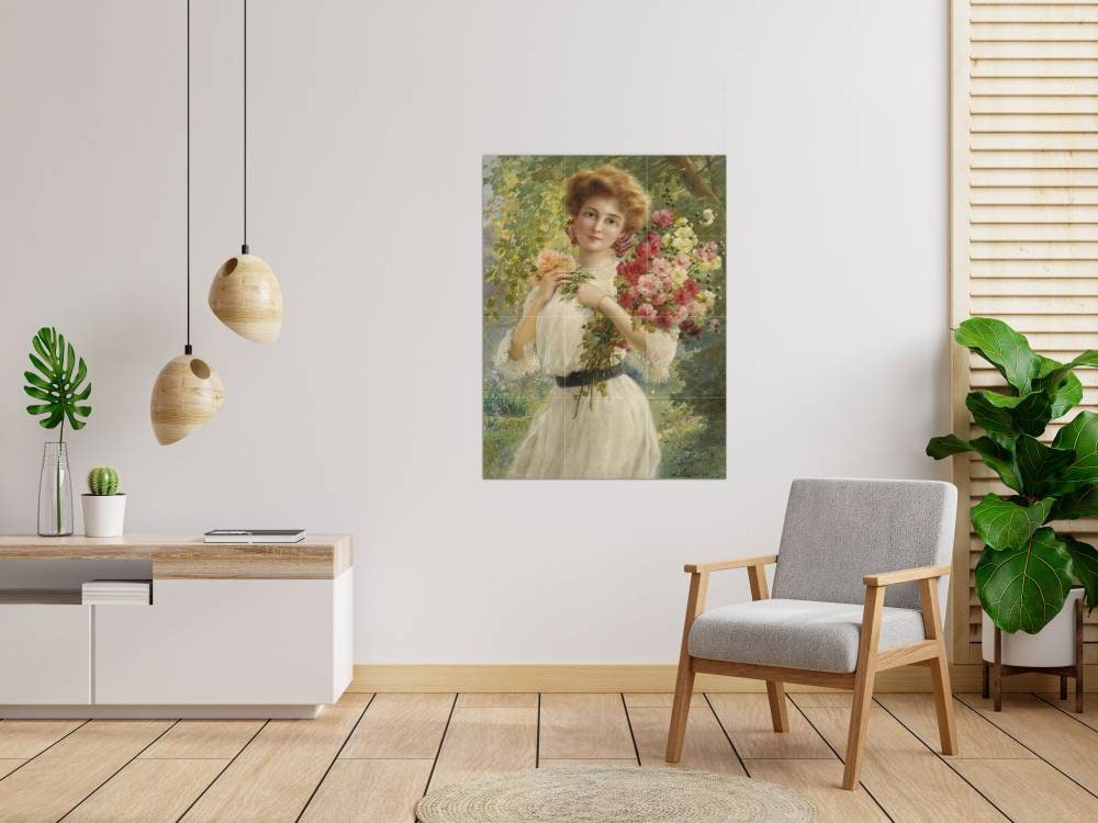 Tile Mural/Mosaic Ceramic Panel of Summer Beauty - Emile Vernon Painting - Home Decor - Flower Tile Mural - Gloss Tiles - Floral Tile Mosaic