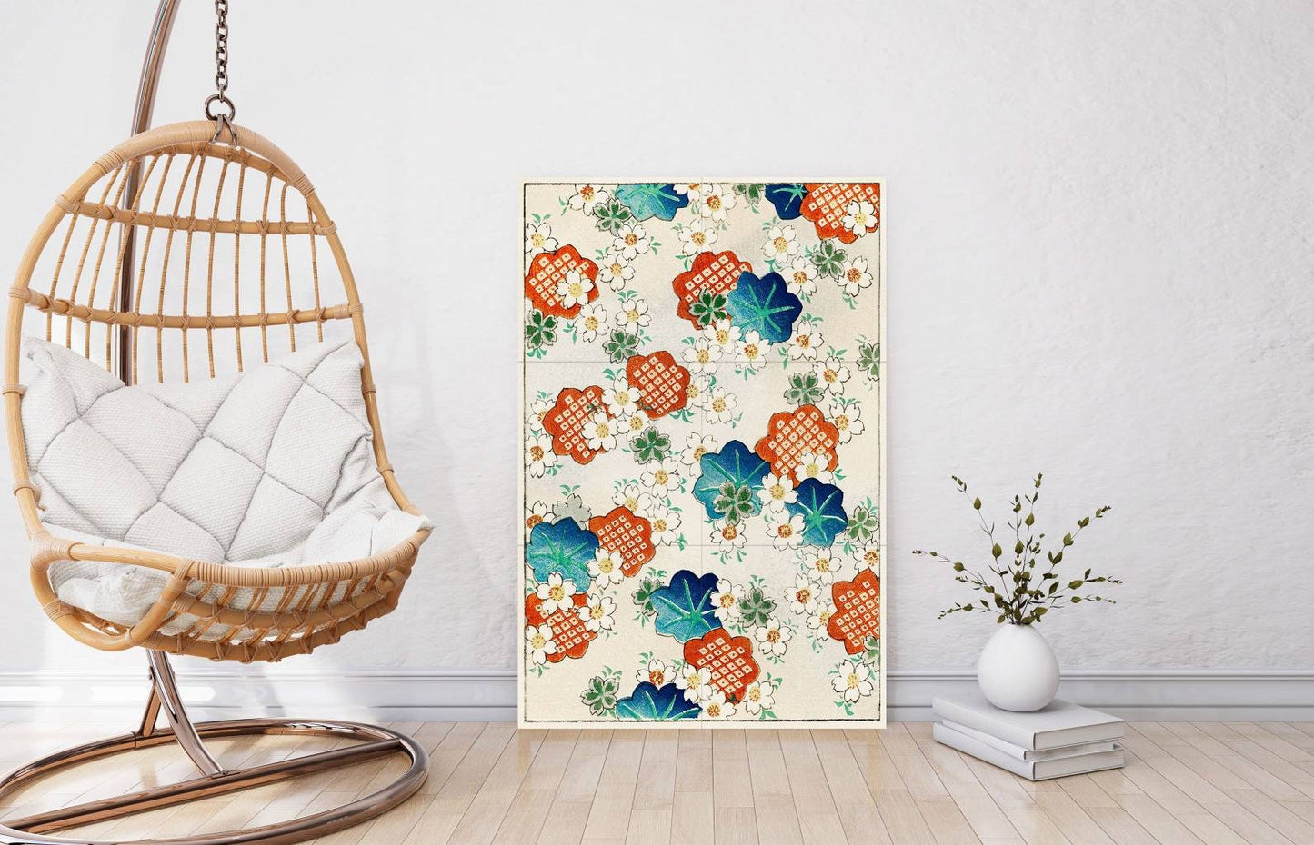 Tile Mural/Mosaic Ceramic Panel of Bijutsu Sekai Floral Pattern - Japanese Mural - Bijutsu Sekai print - Gloss Tiles -Sekai Art -Tile Mosaic