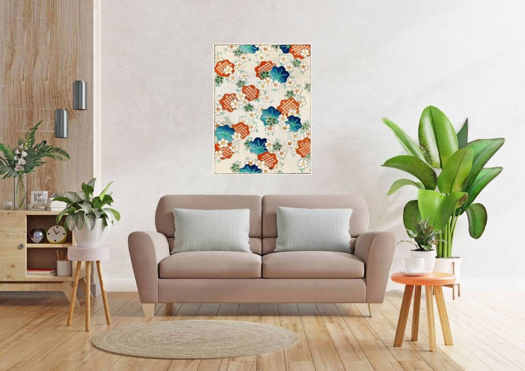 Tile Mural/Mosaic Ceramic Panel of Bijutsu Sekai Floral Pattern - Japanese Mural - Bijutsu Sekai print - Gloss Tiles -Sekai Art -Tile Mosaic