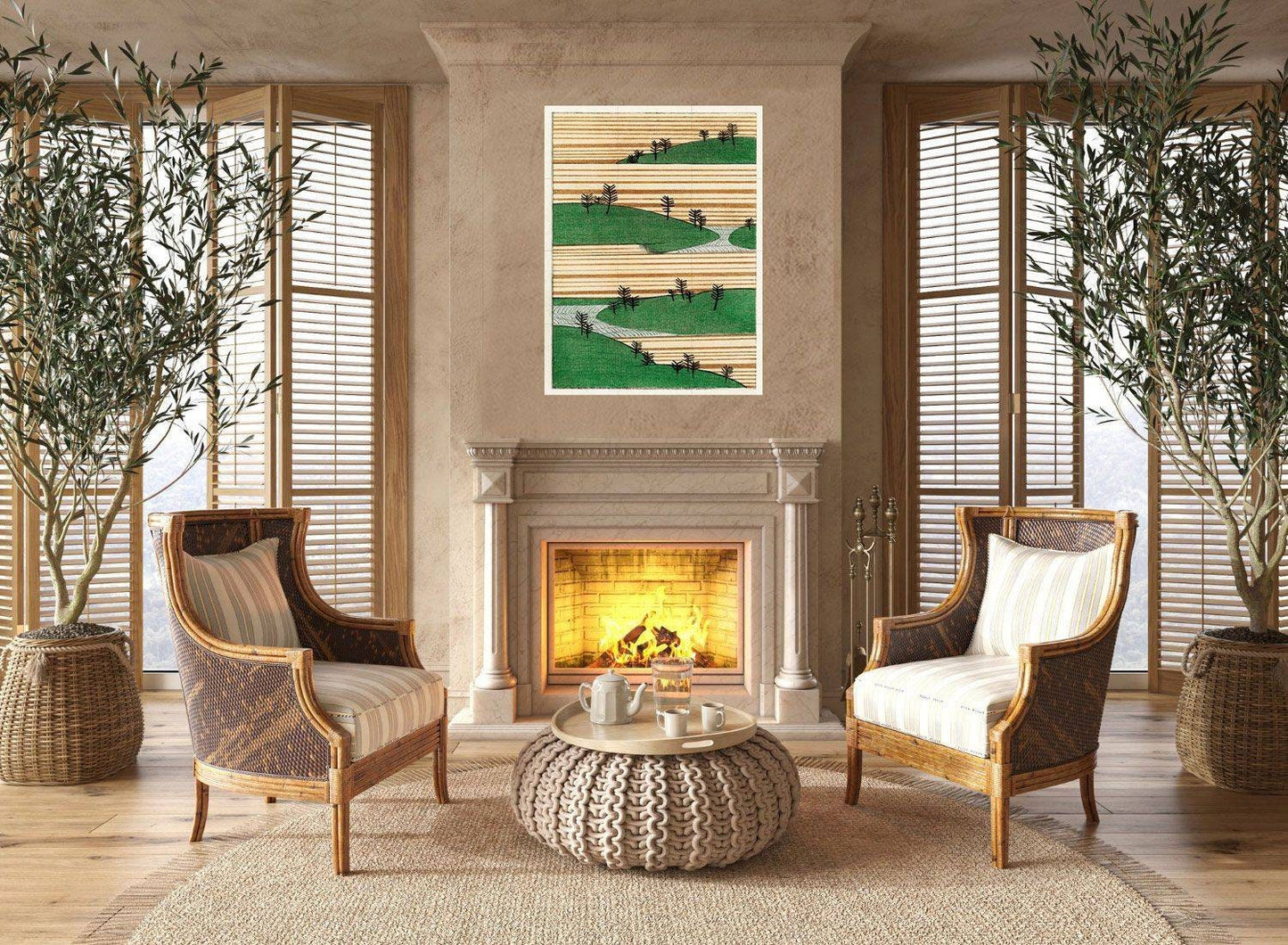 Tile Mural/Mosaic Ceramic Panel of Bijutsu Sekai Landscape Illustration - Japanese Print - Bijutsu Sekai Print - Gloss Tiles - Tile Mosaic