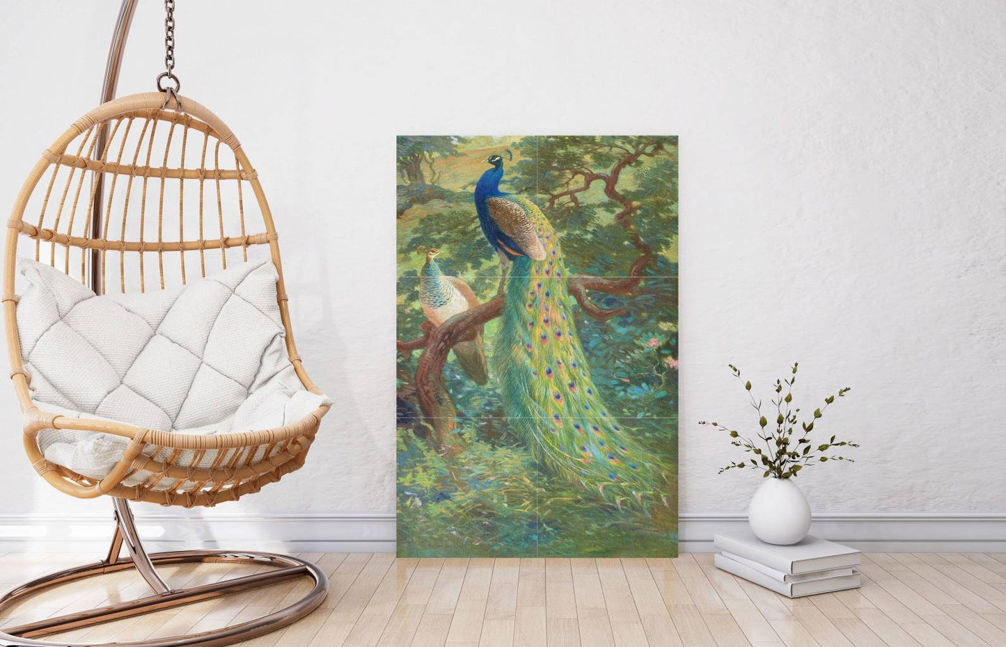 Tile Mural/Mosaic Ceramic Panel of Indian Peafowl - Charles Robert Knight - Bird Wall Art Decor - Peacock Mural - Gloss Tiles - Tile Mosaic