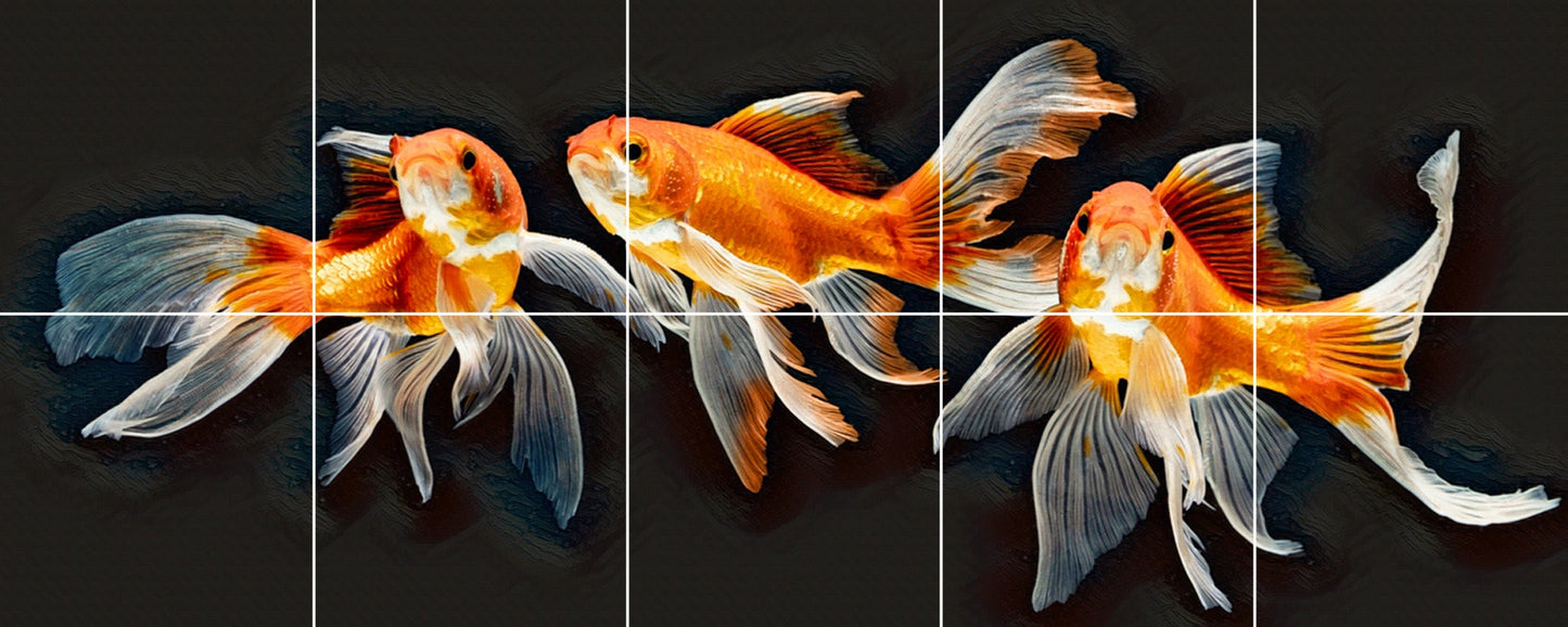 Tile Mural/Mosaic Ceramic Panel of Japanese Koi Fish wall print - Koi Fish art print - Tile Mural - Gloss Tiles - Tile Mosaic - Shower tiles