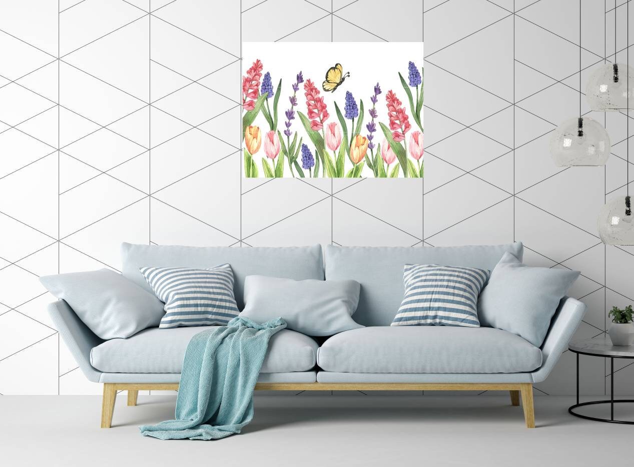 Tile Mural/Mosaic Ceramic of Flowers Watercolour Painting - Landscape Mural - Flower Wall Art - Floral Tile Mural -Gloss Tiles - Tile Mosaic