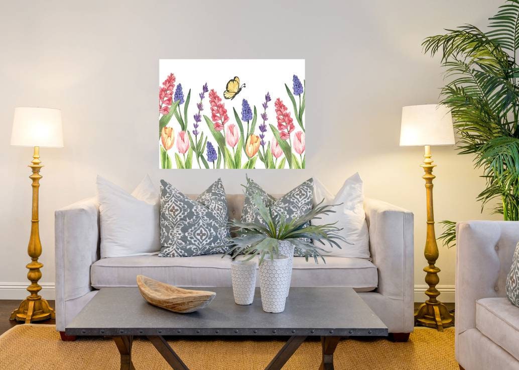Tile Mural/Mosaic Ceramic of Flowers Watercolour Painting - Landscape Mural - Flower Wall Art - Floral Tile Mural -Gloss Tiles - Tile Mosaic