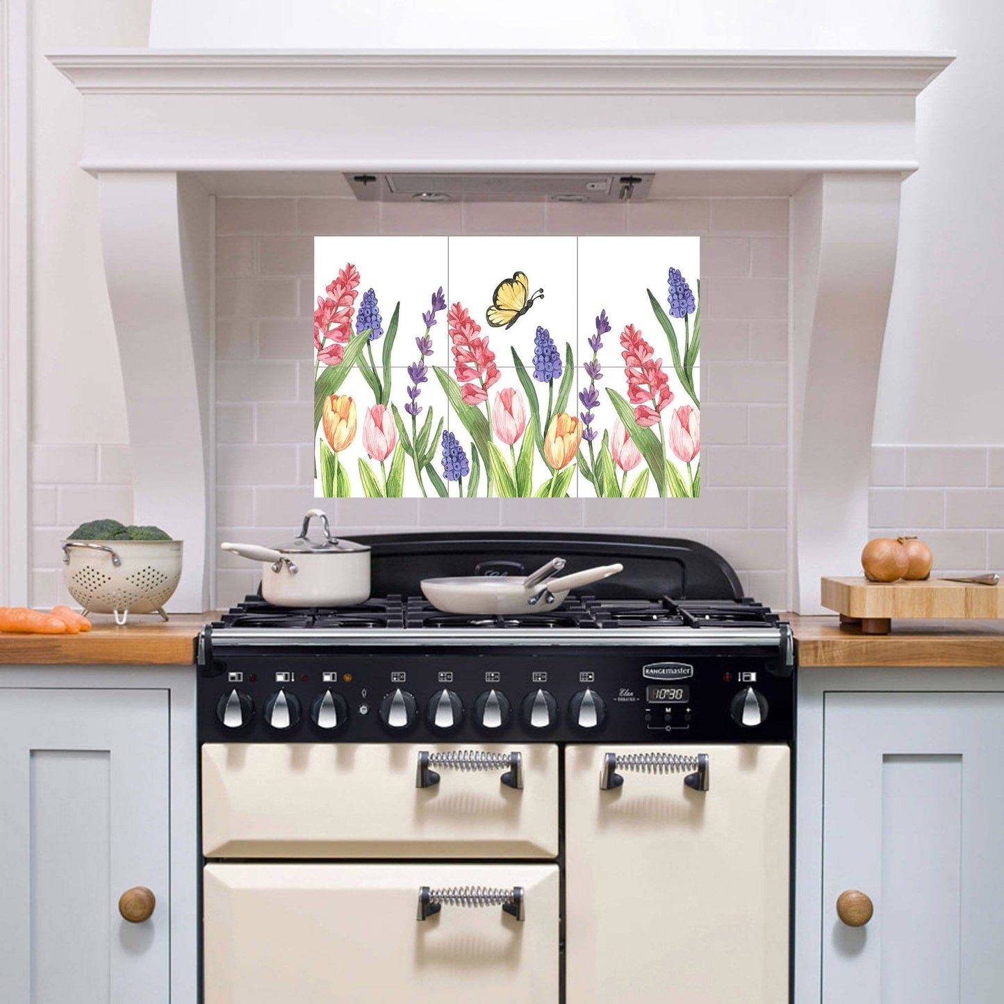 Tile Mural/Mosaic Ceramic of Flowers Watercolour Painting - Landscape Mural - Flower Wall Art - Floral Tile Mural -Gloss Tiles - Tile Mosaic