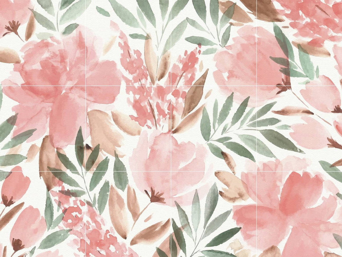 Tile Mural/Mosaic Ceramic of Flowers Watercolour Painting - Garden wall print- Flower Wall Art - Floral Tile Mural -Gloss Tiles -Tile Mosaic