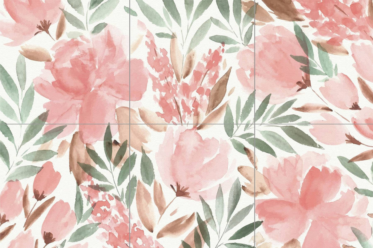 Tile Mural/Mosaic Ceramic of Flowers Watercolour Painting - Garden wall print- Flower Wall Art - Floral Tile Mural -Gloss Tiles -Tile Mosaic