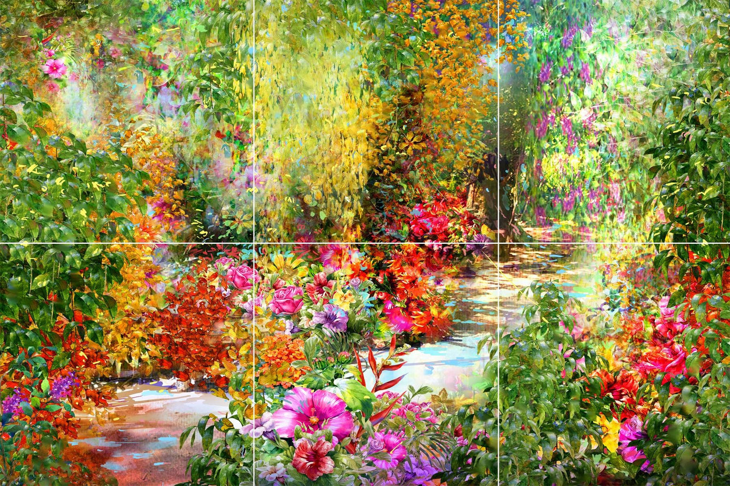 Tile Mural/Mosaic Ceramic of Flowers Watercolour Painting - Garden wall print- Flower Wall Art -Floral Tile Mural -Gloss Tiles - Tile Mosaic