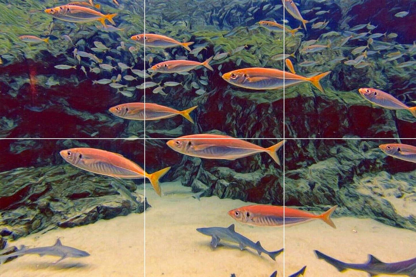 Tile Mural/Mosaic Ceramic Panel of an Ocean Fish Underwater World - Fishes Wall Art - Tile Mural Art Print - Home Decor - Tile Mosaic