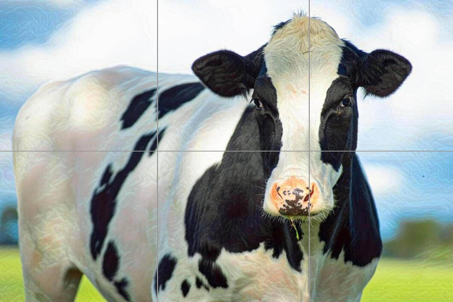 Tile Mural/Mosaic Ceramic Panel of Cows - Countryside Mural - Wall Nature Art - Tile Mural - Gloss Tiles - Cow Tile Mosaic