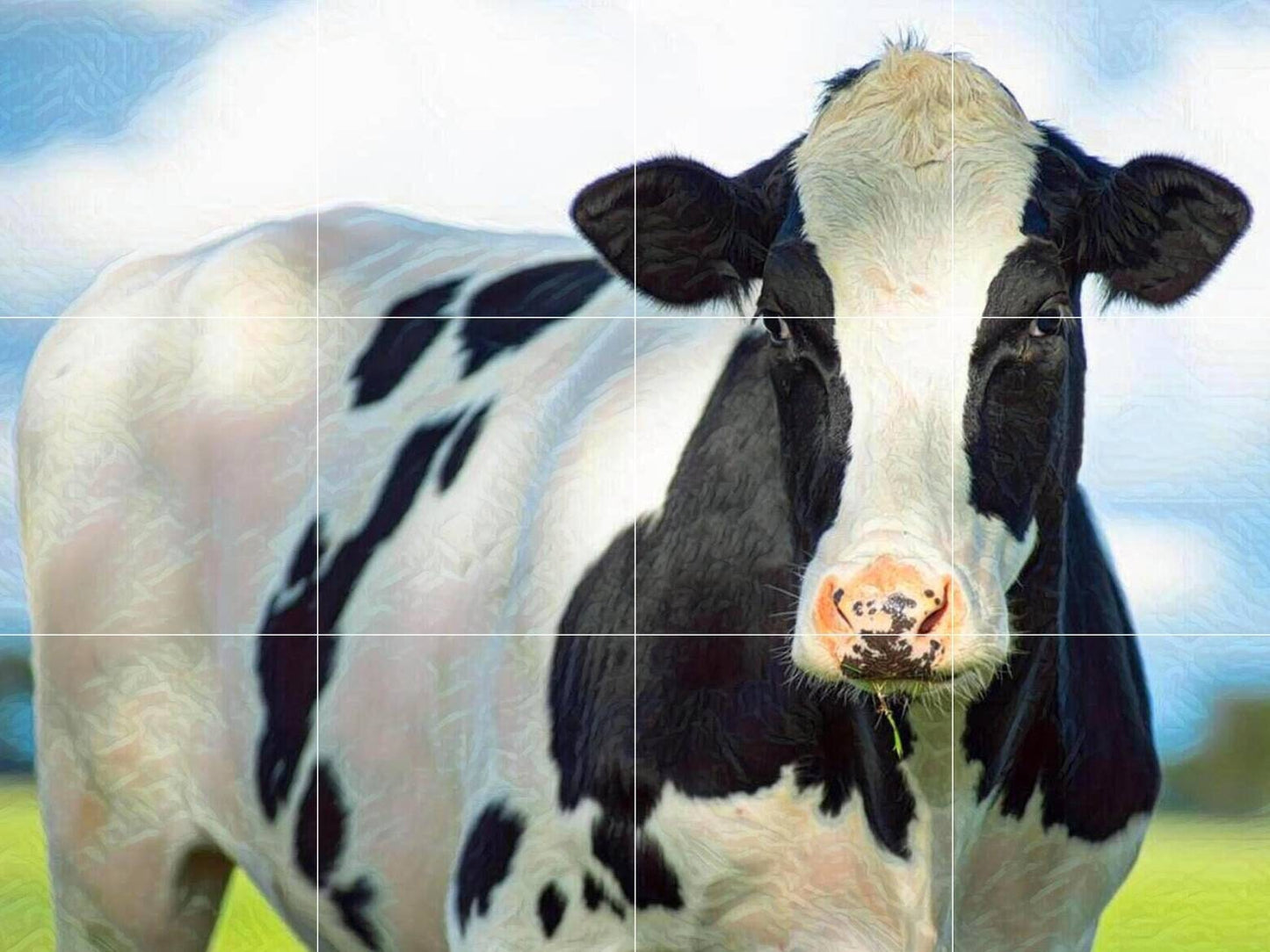 Tile Mural/Mosaic Ceramic Panel of Cows - Countryside Mural - Wall Nature Art - Tile Mural - Gloss Tiles - Cow Tile Mosaic
