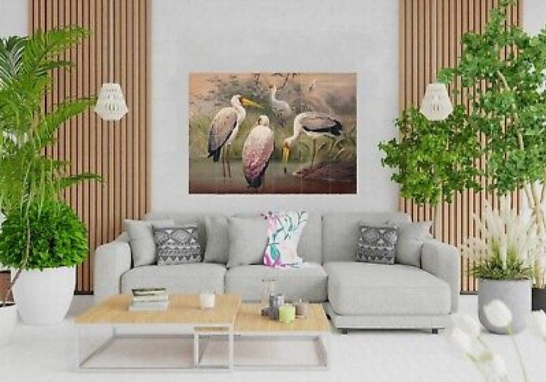 Tile Mural/Mosaic Ceramic Panel of The African Wood Ibis - Joseph Wolf - Wall Birds Art Print - Tile Mural - Gloss Tiles - Bird Tile Mosaic