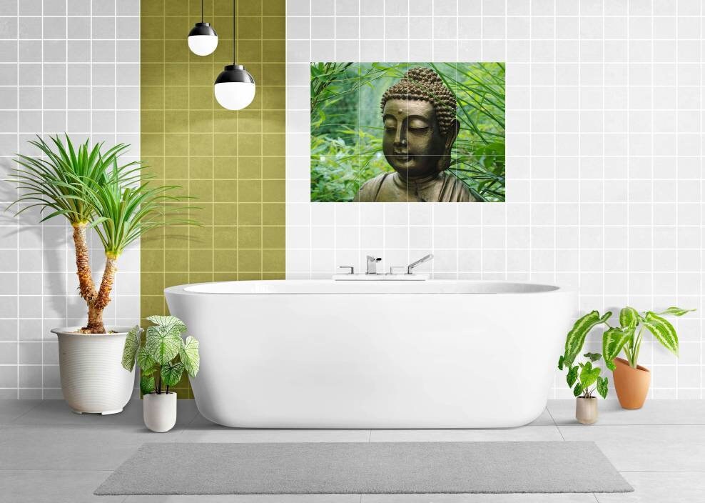 Tile Mural/Mosaic Ceramic Panel of Buddha - Meditation Home Decor - Colourful Wall Art - Tile Mural - Gloss Tiles - Tile Mosaic